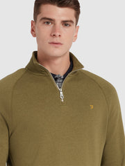 Jim Organic Cotton Quarter Zip Sweatshirt In Farah Khaki Marl