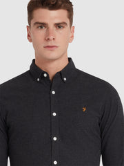 Steen Slim Fit Brushed Organic Cotton Shirt In Coal Marl