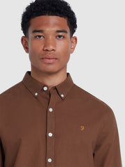 Brewer Slim Fit Organic Cotton Oxford Shirt In Mid Brown