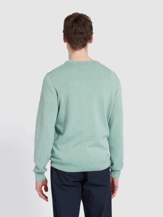 Mullen Cotton Crew Neck Sweater In Grove Green Marl