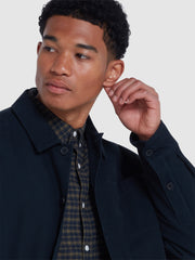 Alban Slim Fit Check Shirt In True Navy