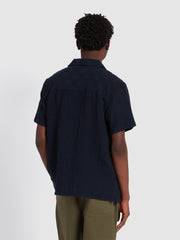 Fleet Short Sleeve Check Shirt In True Navy