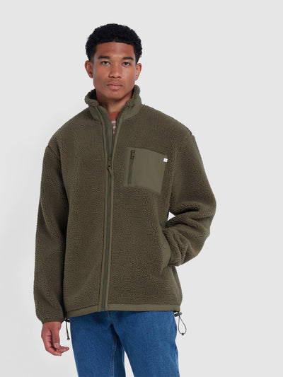 Bradley Full Zip Fleece In Olive Green