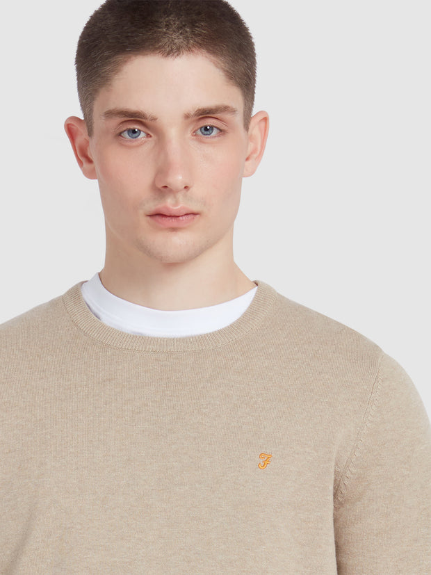 Mullen Cotton Crew Neck Sweater In Hazelnut Marl