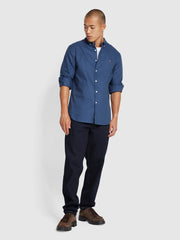 Brewer Slim Fit Organic Cotton Oxford Shirt In Deep Blue