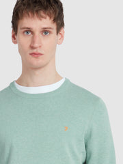 Mullen Cotton Crew Neck Sweater In Grove Green Marl