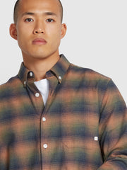 Fiennes Casual Fit Check Shirt In Russet