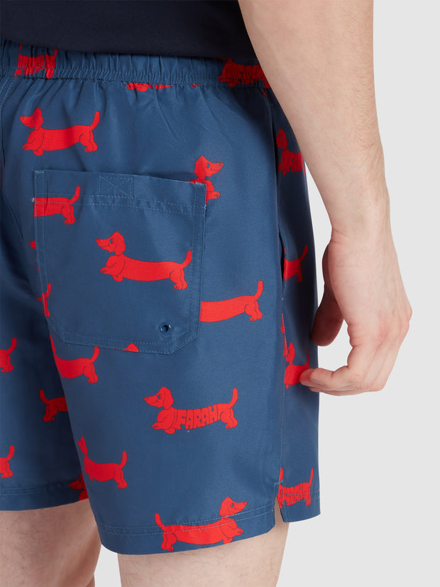 Colbert Dog Print Swim Shorts In Cold Metal