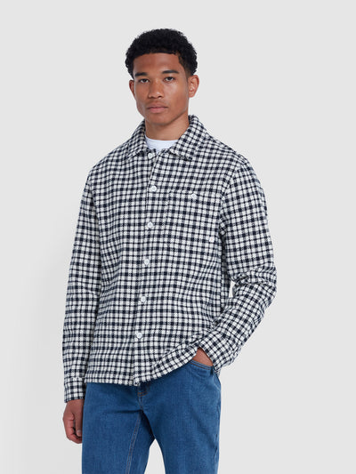 Thawley Check Overshirt In True Navy