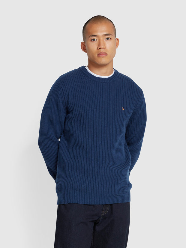 Halton Rib Sweater In Deep Blue