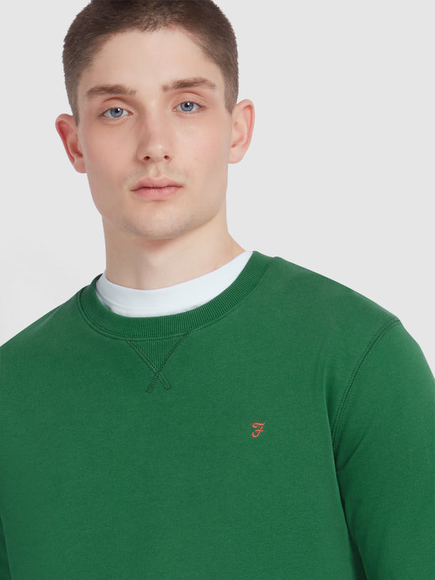 Tim Organic Cotton Crew Neck Sweatshirt In Green Meadow