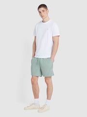 Colbert Seersucker Stripe Swim Shorts In Green Meadow