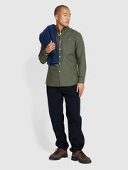 Brewer Slim Fit Organic Cotton Oxford Shirt In Rosemary