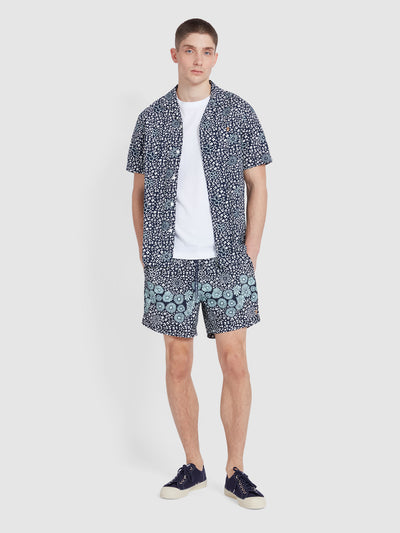 Colbert Floral Print Swim Shorts In True Navy