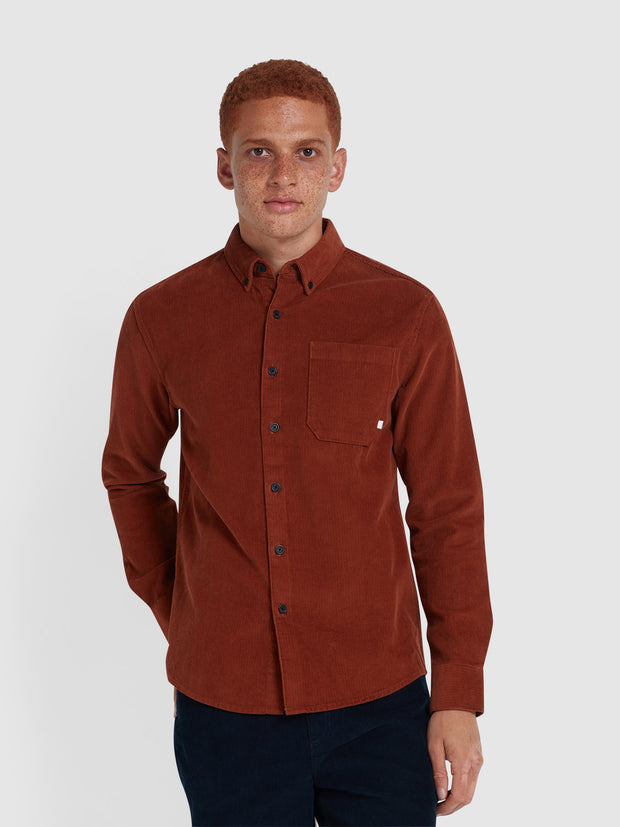 Spencer Casual Fit Corduroy Shirt In Teak