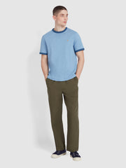 Groves Regular Fit Ringer T-Shirt In Powder Blue Marl