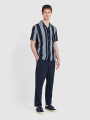 Alston Short Sleeve Stripe Shirt In True Navy