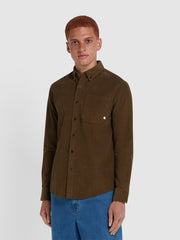 Spencer Casual Fit Corduroy Shirt In Green Khaki