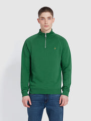 Jim Organic Cotton Quarter Zip Sweatshirt In Green Meadow