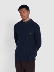 Burlington Fisherman Knit Sweater In True Navy