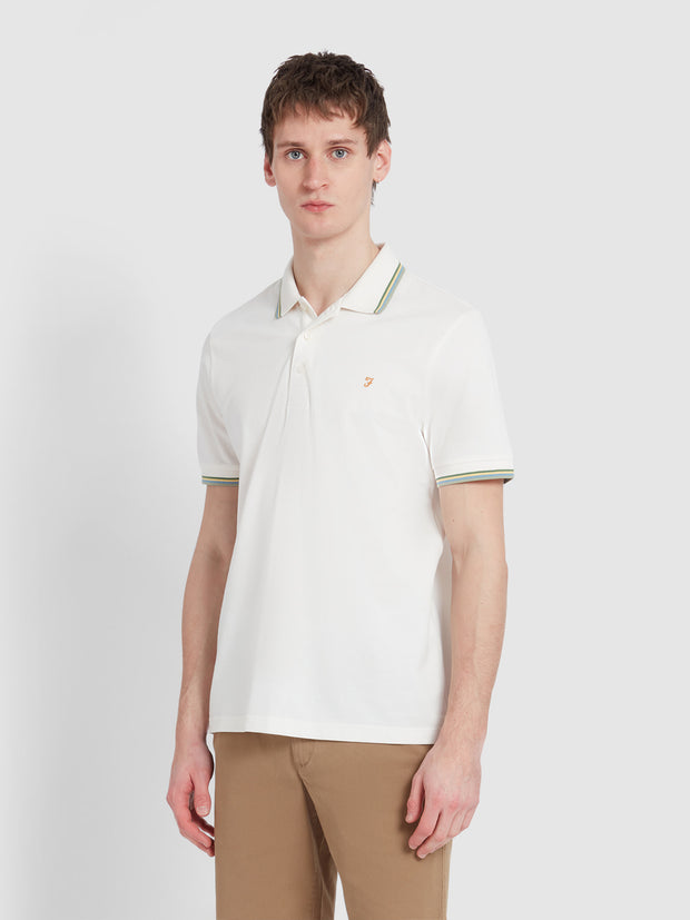 Alvin Tipped Collar Polo Shirt In Ecru