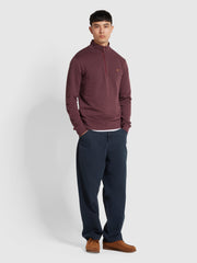 Kelly Quarter Zip Sweatshirt In Farah Red