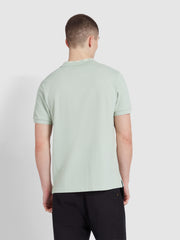 Reeves Zig Zag Tipped Collar Polo Shirt In Grove Green