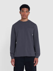 Burt Chest Pocket Long Sleeve T-Shirt In Charcoal