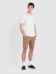 Alvin Tipped Collar Polo Shirt In Ecru