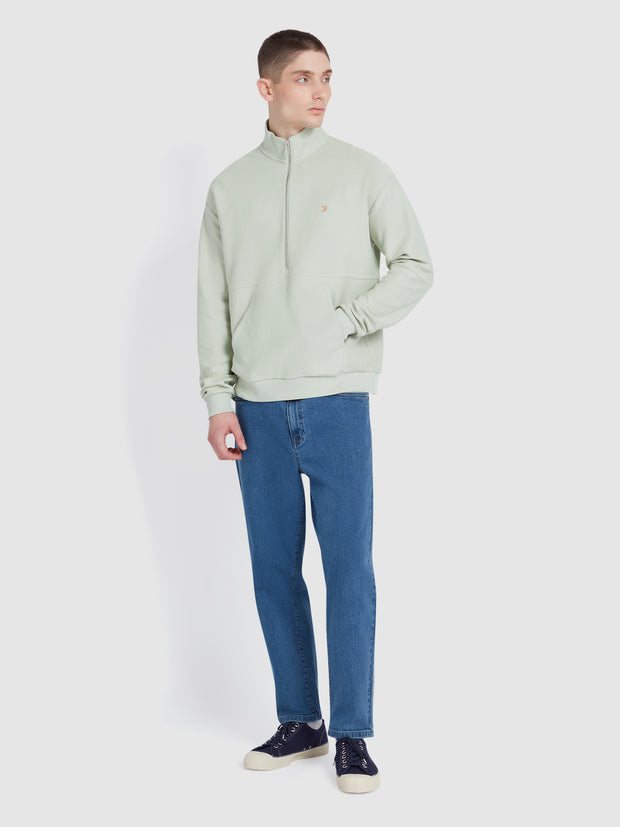 Swaton Half Zip Sweatshirt In Grove Green