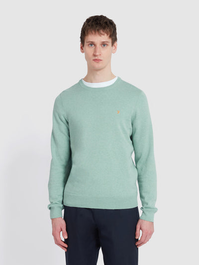 Mullen Cotton Crew Neck Sweater In Grove Green Marl