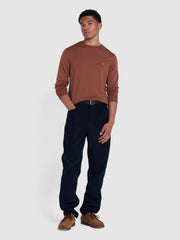 Mullen Merino Wool Crew Neck Sweater In Teak