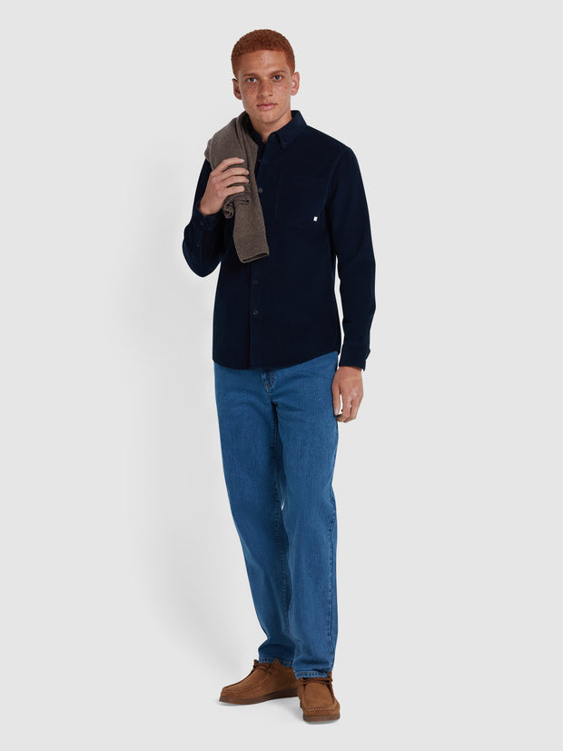 Spencer Casual Fit Corduroy Shirt In True Navy