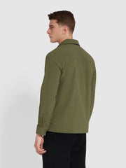 Holwick Zipped Overshirt In Olive Green