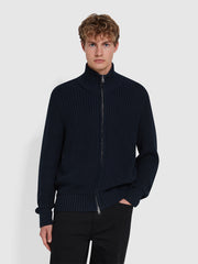 Crestone Zip Through Cardigan In True Navy