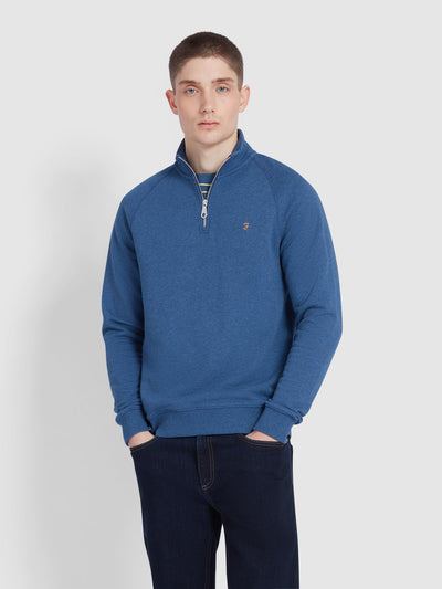 Jim Organic Cotton Quarter Zip Sweatshirt In Cold Metal Marl