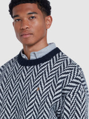 Athens Herringbone Sweater In True Navy