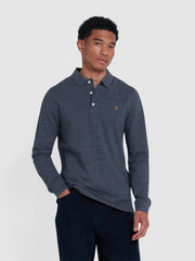 Blanes Organic Cotton Long Sleeve Polo Shirt In Farah Grey Marl