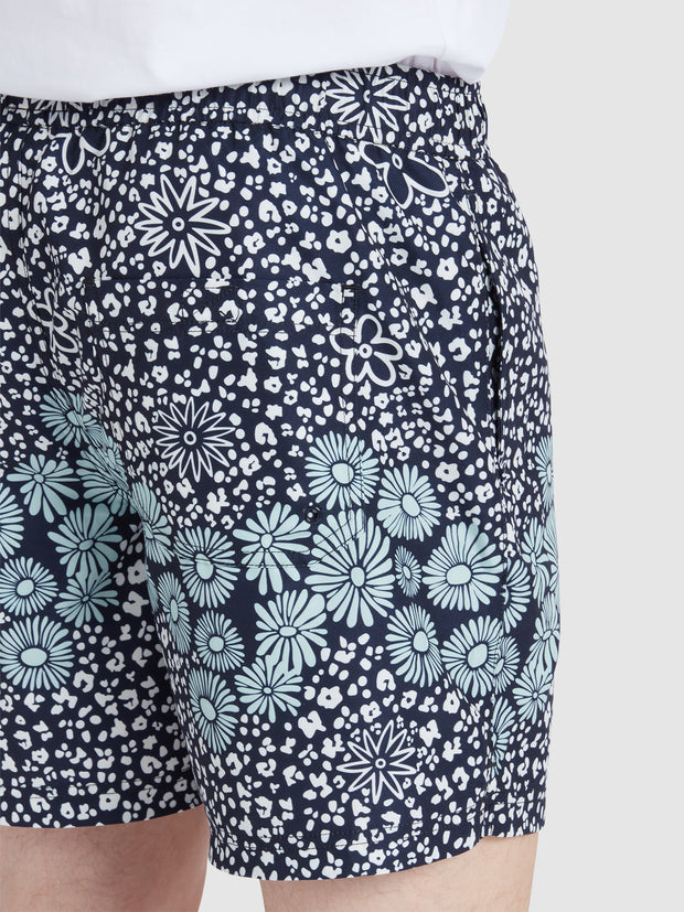 Colbert Floral Print Swim Shorts In True Navy