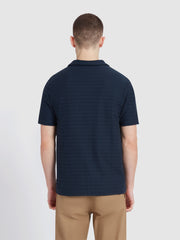 Massey Textured Stripe Polo Shirt In True Navy