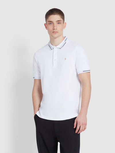 Purdy Tipped Collar Polo Shirt In White