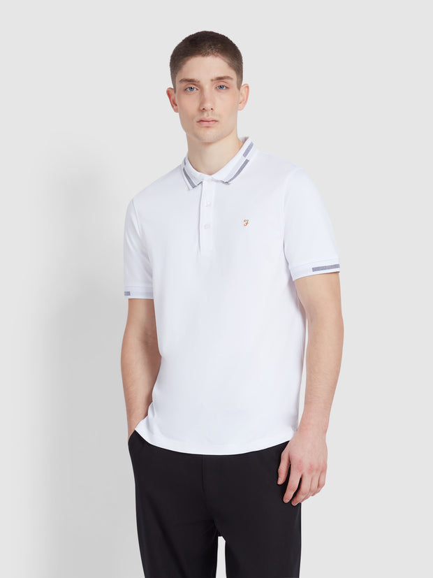 Purdy Tipped Collar Polo Shirt In White