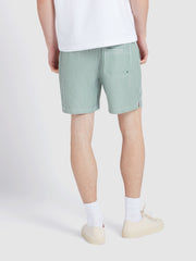 Colbert Seersucker Stripe Swim Shorts In Green Meadow