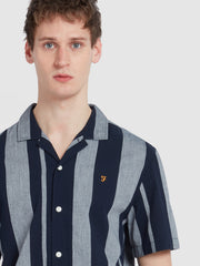 Alston Short Sleeve Stripe Shirt In True Navy