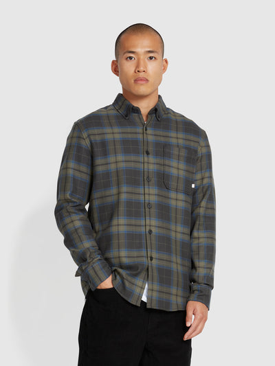 Marcelo Casual Fit Check Shirt In Washed Black