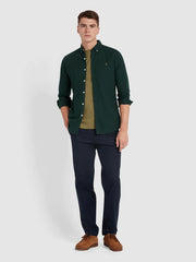 Steen Slim Fit Brushed Organic Cotton Shirt In Woodland Pine  Marl