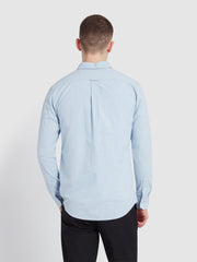 Steen Slim Fit Brushed Organic Cotton Shirt In Powder Blue Marl