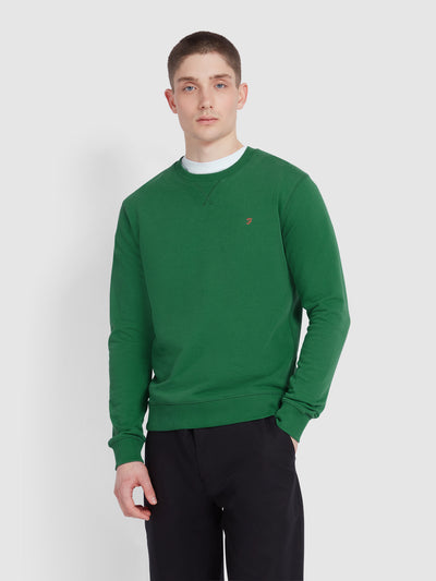 Tim Organic Cotton Crew Neck Sweatshirt In Green Meadow