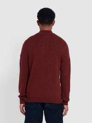 Birchall Quarter Zip Lambswool Sweater In Red Venear