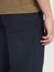 Norwood Regular Fit Cotton Hopsack Trousers In True Navy